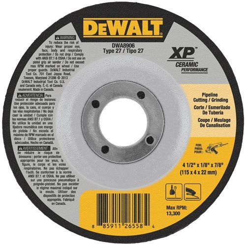  DEWALT DWA8906 Extended Performance Pipeline Grinding 4-1/2-Inch x 1/8-Inch x 7/8-Inch Ceramic Abrasive