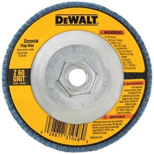  DEWALT DW8312 4-1/2-Inch by 5/8-Inch-11 60 Grit Zirconia Angle Grinder Flap Disc