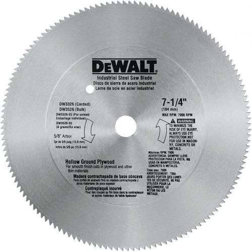  DEWALT 7-1/4 Circular Saw Blade for Hollow Ground Plywood, 5/8 and Diamond Knockout Arbor, 140-Tooth (DW3326),Silver