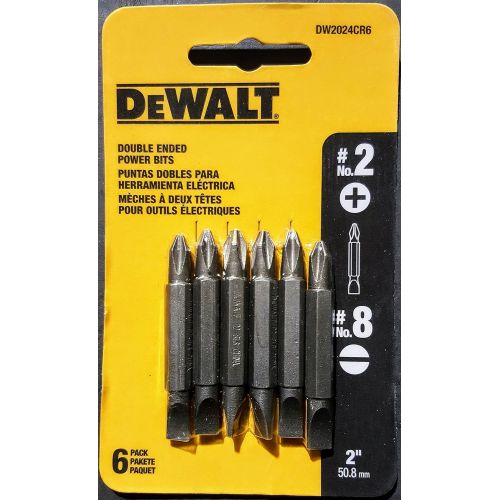  (5 Packs) Dewalt DW2024CR6#2 Phillips/#8 Slotted Double Ended Bit - 6pk. Card