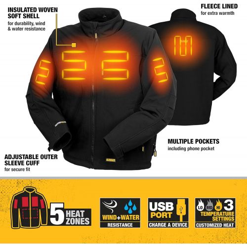  DEWALT DCHJ060A Heated Soft Shell Jacket Kit with 2.0Ah Battery & Charger