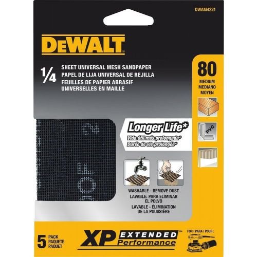  DEWALT DWAM4321 80 Grit Mesh Sheet (5 Sheets), 1/4