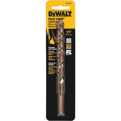  DEWALT DW1232 1/2-Inch Cobalt 3/8-Inch Reduced Shank Split Point Twist Drill Bit
