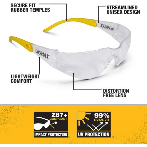  Dewalt DPG54-1D Protector Clear High Performance Lightweight Protective Safety Glasses with Wraparound Frame