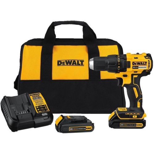  DEWALT DCD777C2 20-Volt MAX Lithium-Ion Cordless Brushless Compact Drill Driver with (2) Batteries 1.3Ah, Charger and Bag (Non-Retail Packaging)