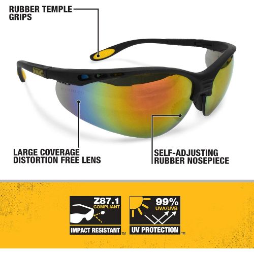  Dewalt DPG58-6C Reinforcer Fire Mirror High Performance Protective Safety Glasses with Rubber Temples