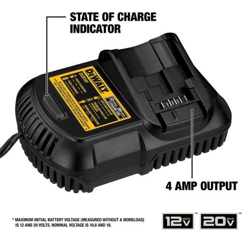  DEWALT 20-Volt MAX 5.0Ah Lithium-Ion Battery and Charger Kit with Bag and Impact Wrench