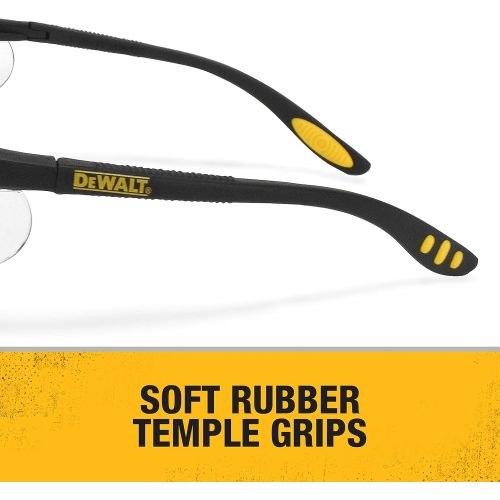  Dewalt DPG58-1C Reinforcer Clear Lens High Performance Protective Safety Glasses with Rubber Temples