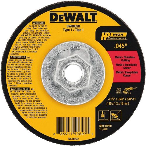  DEWALT DW8062H 4-1/2 X .045 X 5/8-11 HP Type 1 Cutting Wheel