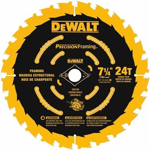  DEWALT DW3599B10 Ultra Thin Kerf 7-1/4-Inch 24 Tooth Framing Blade