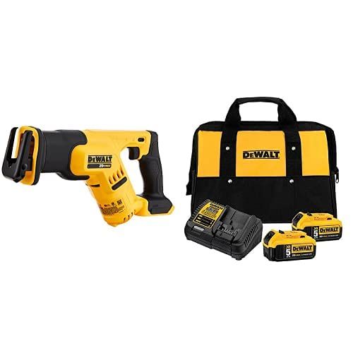  DEWALT DCB205-2CK 20V Max 5.0Ah Starter Kit with 2 Batteries with DCS387B 20-volt MAX Compact Reciprocating Saw