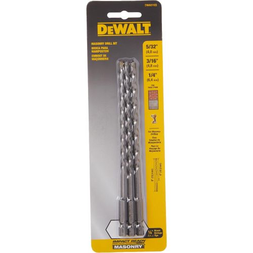  DEWALT Masonry Drill Bit Set, Impact Ready, 3-Piece (DWA5103)