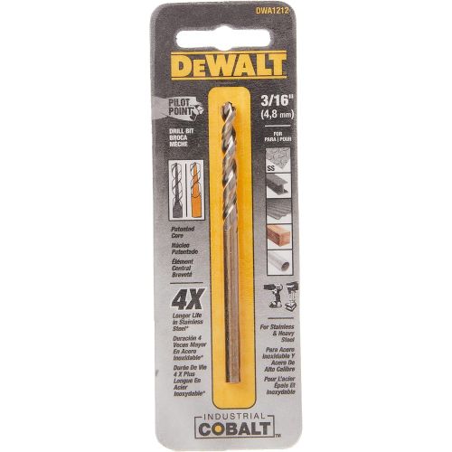  DEWALT DWA1212 3/16 Pilot Point Industrial Cobalt Drill Bit