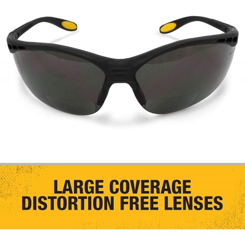  Dewalt DPG59-215C Reinforcer Rx-Bifocal 1.5 Smoke Lens High Performance Protective Safety Glasses with Rubber Temples and Protective Eyeglass Sleeve