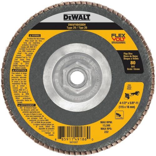  DEWALT DWAFV84580H FLEXVOLT T29 80G Flap Disc, 4-1/2 x 5/8-11