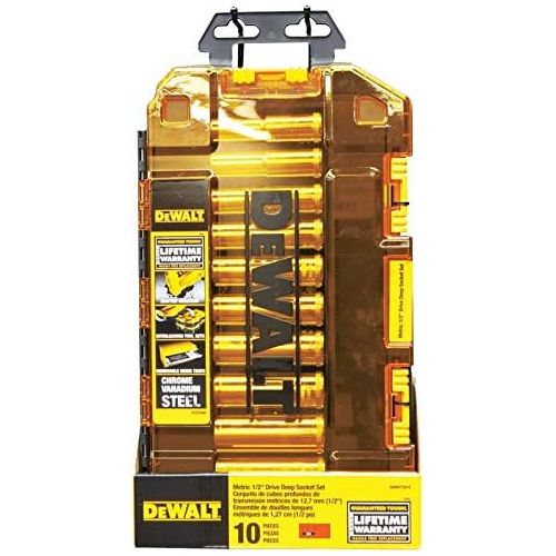  DEWALT Drive Socket Set, Metric, 1/2-Inch Drive, 10-Piece (DWMT73815)