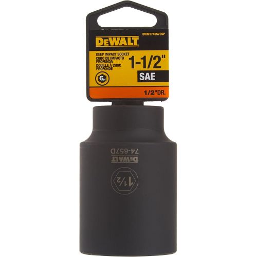  DEWALT Deep Impact Socket, SAE, 1/2-Inch Drive, 1-1/2-Inch, 6-Point (DWMT74657OSP)