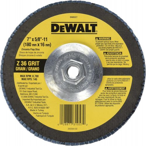  DEWALT DW8327 7-Inch by 5/8-Inch-11 36 Grit Zirconia Angle Grinder Flap Disc