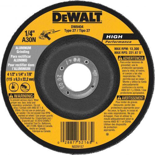  DEWALT DW8404 4-1/2-Inch by 1/4-Inch by 7/8-Inch Aluminum Grinding Wheel (25-Pack)