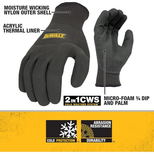  Dewalt DPG737M Thermal Insulated Grip Glove 2 In 1 Design, Medium