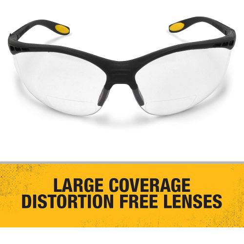  Dewalt DPG59-120C Reinforcer Rx-Bifocal 2.0 Clear Lens High Performance Protective Safety Glasses with Rubber Temples and Protective Eyeglass Sleeve