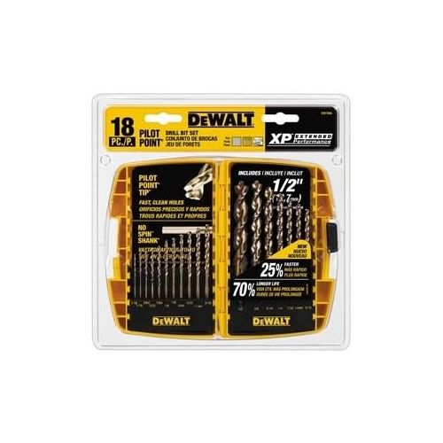  DEWALT DW1958 Bit Drill Set Gold Ferous 18Pc