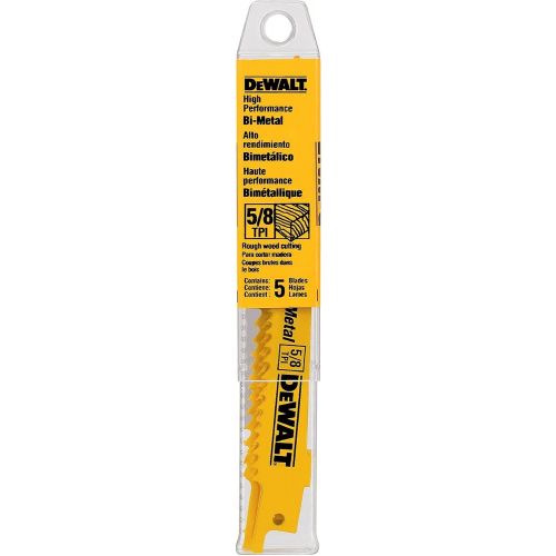  DEWALT DW4849 12-Inch 5/8 TPI Taper Back Bi-Metal Reciprocating Saw Blade (5-Pack)