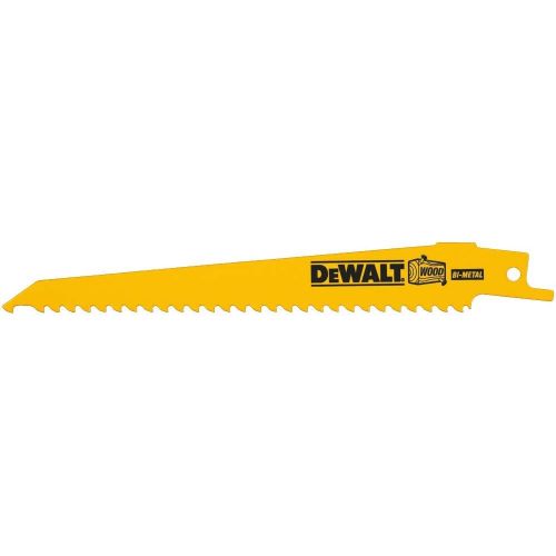  DEWALT Reciprocating Saw Blades, Taper Back, 6-Inch, 3 TPI, 5-Pack (DW4801)