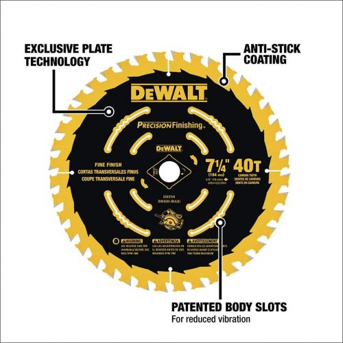  DEWALT 7-1/4 Circular Saw Blade, Precision Framing, 40-Tooth (DW3194)