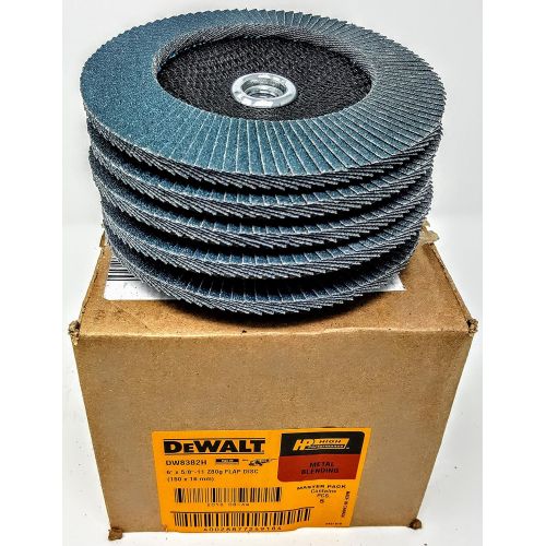  (Box of 5) Dewalt DW8382H 6x 5/8-11 Hub Z80 grit T29 High Performance Flap Discs
