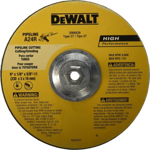  DEWALT DW8485 6-Inch by 1/8-Inch High Performance Pipeline Grinding Wheel, 7/8-Inch Arbor