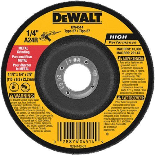  DEWALT DW4514 4-1/2-Inch by 1/4-Inch by 7/8-Inch Metal Grinding Wheel (3)