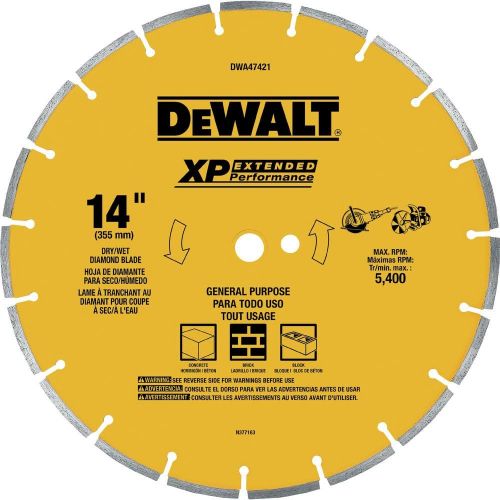  DeWalt DWA47421 14 Wet or Dry Segmented Diamond Circular Saw Blade