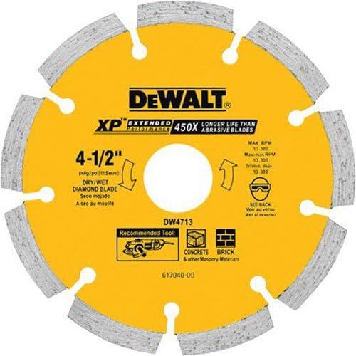  DEWALT DW4713 Industrial 4-1/2-Inch Dry Cutting Segmented Diamond Saw Blade with 5/8-Inch or 7/8-Inch Arbor