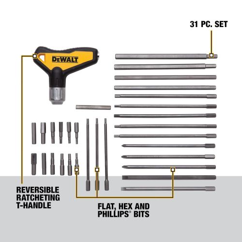  DEWALT Hex Key Wrench Set, Ratcheting. T-Handle Set, 31-Piece (DWHT70265)