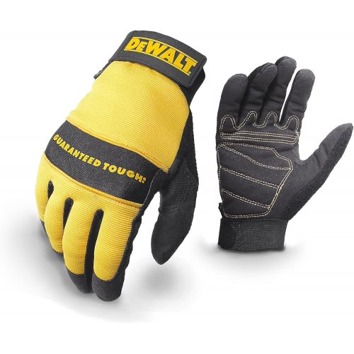  Dewalt DPG20L All Purpose Synthetic Leather Palm Spandex Back Velcro Wrist Work Glove, Large