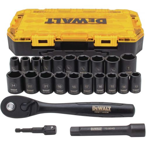  DEWALT 20V MAX XR Brushless Impact Wrench Kit, 1/2-Inch with Impact Socket Set, 23-Piece, 1/2 Drive Metric/SAE (DCF899P1 & DWMT74739)