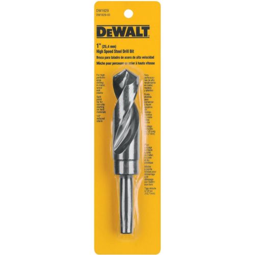  DEWALT DW1629 1-Inch 1/2-Inch Reduced Shank Twist Drill Bit,Black