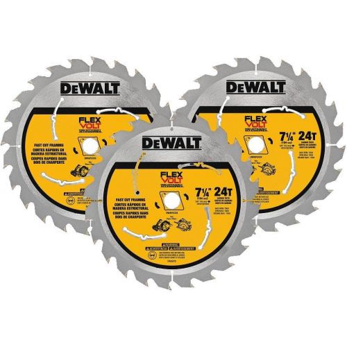  DEWALT FLEXVOLT 7-1/4-Inch Circular Saw Blade, 24-Tooth, 3 Pack (DWAFV37243)