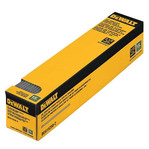  DeWalt DCA15250G-2 2-1/2 15 Gauge DA Galv Angle Finish (2, 500 Per Box), Steel, Flat, Smooth