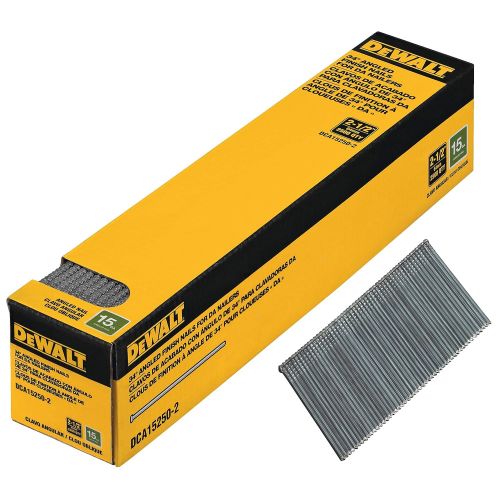  DeWalt DCA15250G-2 2-1/2 15 Gauge DA Galv Angle Finish (2, 500 Per Box), Steel, Flat, Smooth