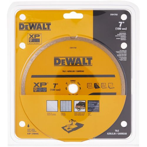  DEWALT DW4760 7-Inch Wet Cutting Continuous Rim Saw Blade with 5/8-Inch Arbor for Ceramic or Tile,Yellow