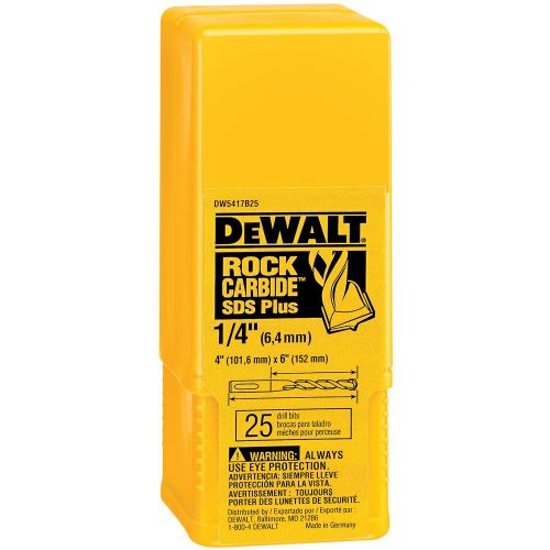  DeWalt DW5417B25 DeWalt 1/4 x 4 x 6 Rock Carbide SDS+ Hammer Bit (Bulk 25)