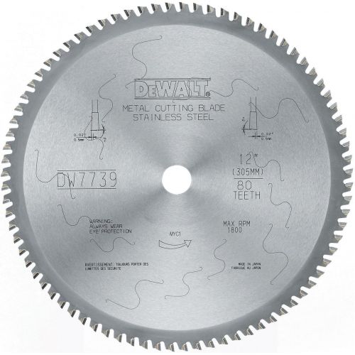  DEWALT DWA7739 80 Teeth Stainless Steel Metal Cutting 1-Inch Arbor, 12-Inch