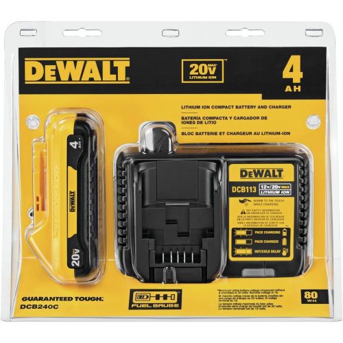  DEWALT 20V MAX Battery, Compact Starter Kit, 4.0-Ah (DCB240C)