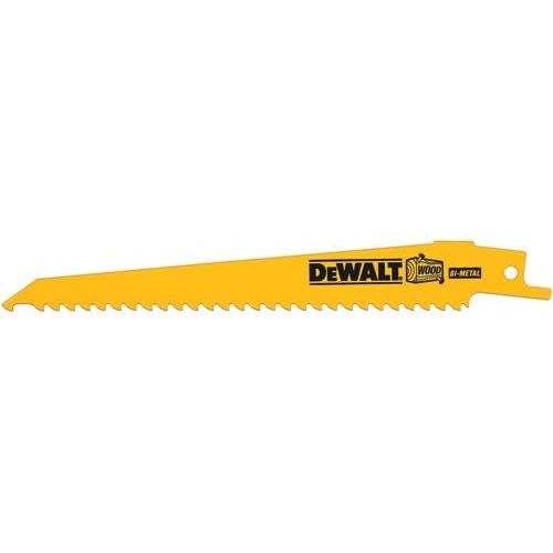  DEWALT DW4802B 6-Inch 6-TPI Taper Back Bi-Metal Reciprocating Saw Blade for General Purpose Wood Cutting, 100-Pack