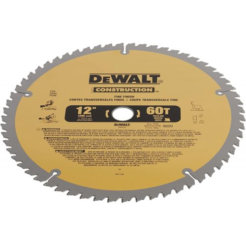  DEWALT Construction 12-in 60-Tooth Tungsten Carbide-Tipped Steel Miter Saw Blade