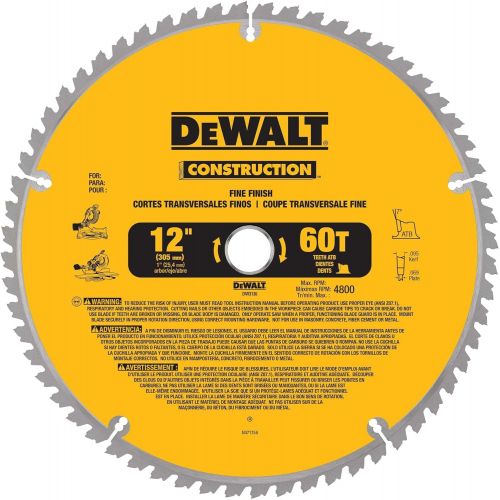  DEWALT Construction 12-in 60-Tooth Tungsten Carbide-Tipped Steel Miter Saw Blade