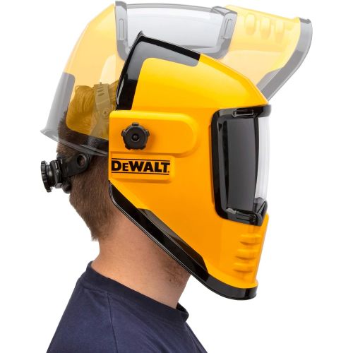  DEWALT Wide View Auto-Darkening Welding Helmet, Three Darkening Modes, 4 Lightning Fast Arc Sensors, Side Lenses for Panoramic Viewing, Adjustable Lightening Delay, Shade Control