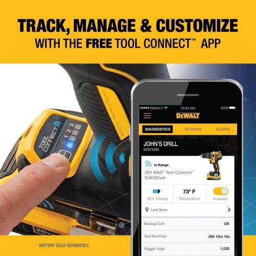  DEWALT 20V MAX XR Brushless Drill/Driver with Tool Connect Bluetooth - Bare Tool (DCD792B)